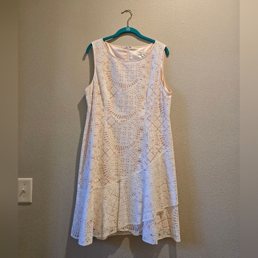 Katherine Kelly Elegant Asymmetrical Lace Dress Sz 14